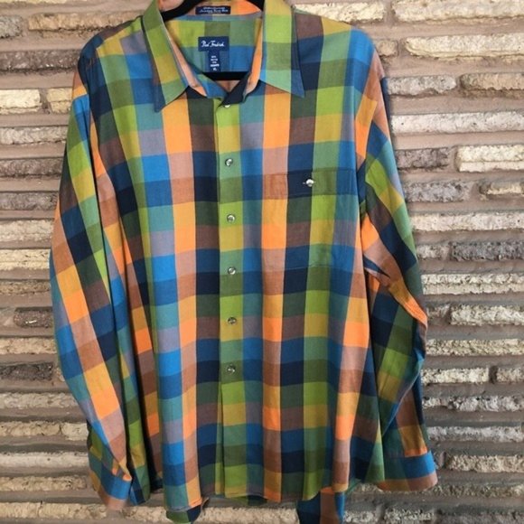 Paul Fredrick Other - Men's Cashmere Cotton Checked Plaid Shirt